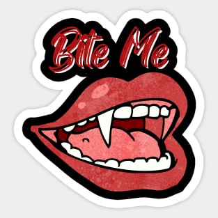 Bite me fangs faded Sticker